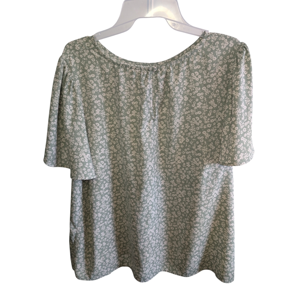 Lauren Conrad Plus Size 2X Green Floral Boho Flutter Sleeve Blouse Women's Flowy